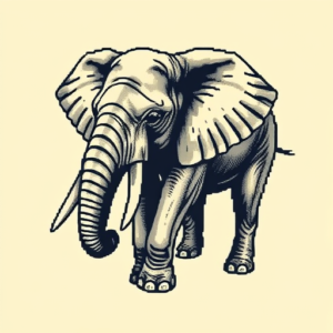 Pixel Art Elephant Tattoo