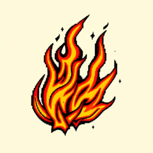 Pixel Art Flame Tattoo