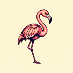 Pixel Art Flamingo Tattoo