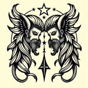 Pixel Art Gemini Tattoo