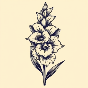 Pixel Art Gladiolus Tattoo