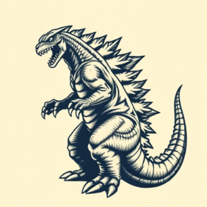 Pixel Art Godzilla Tattoo