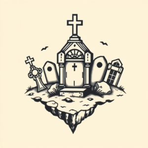 Pixel Art Graveyard Tattoo