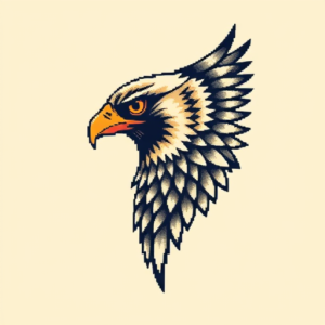 Pixel Art Hawk Tattoo