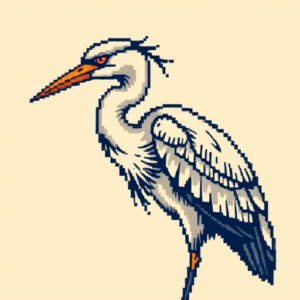 Pixel Art Heron Tattoo