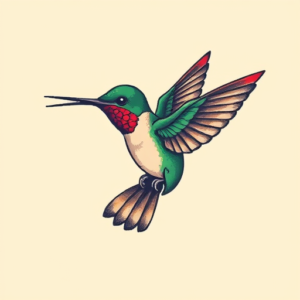 Pixel Art Hummingbird Tattoo