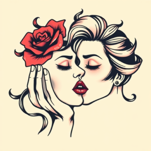 Pixel Art Kiss Tattoo