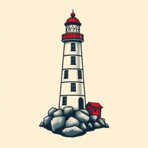 Pixel Art Lighthouse Tattoo