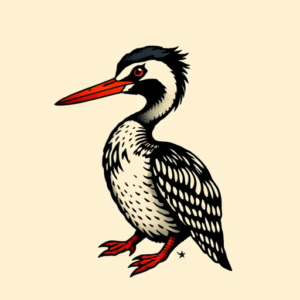 Pixel Art Loon Tattoo