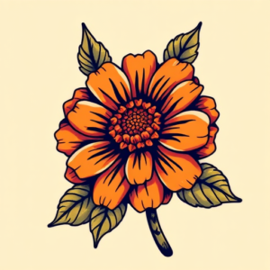 Pixel Art Marigold Tattoo