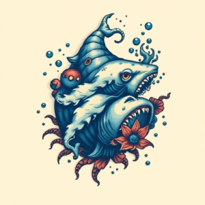 Pixel Art Ocean Tattoo