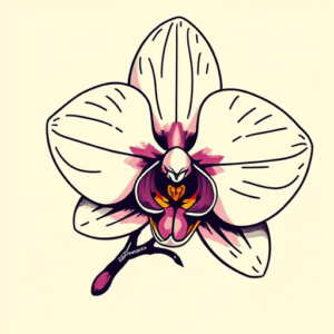 Pixel Art Orchid Tattoo