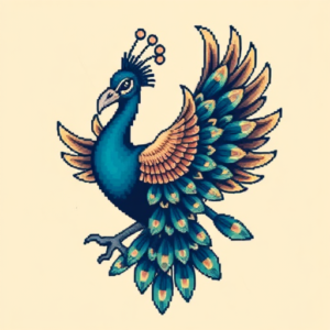 Pixel Art Peacock Tattoo