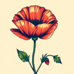 Pixel Art Poppy Tattoo