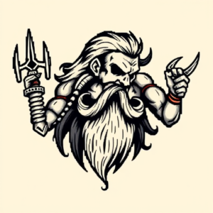 Pixel Art Poseidon Tattoo