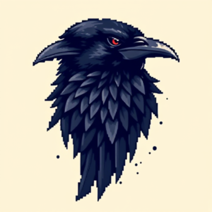 Pixel Art Raven Tattoo