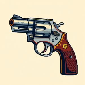 Pixel Art Revolver Tattoo