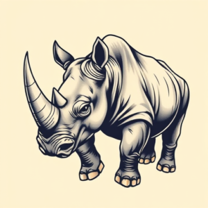 Pixel Art Rhino Tattoo