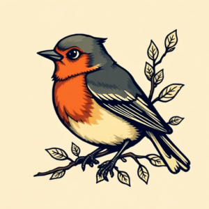 Pixel Art Robin Tattoo