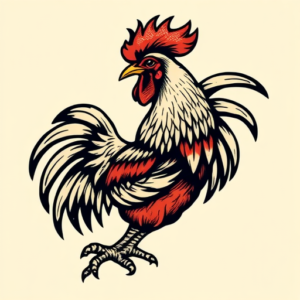 Pixel Art Rooster Tattoo