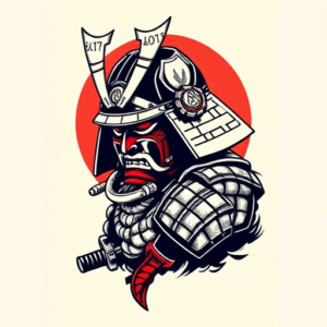 Pixel Art Samurai Tattoo