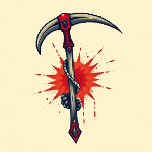 Pixel Art Scythe Tattoo