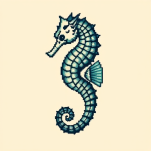 Pixel Art Seahorse Tattoo
