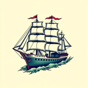 Pixel Art Ship Tattoo