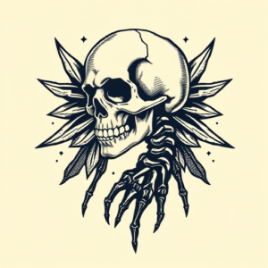 Pixel Art Skeleton Tattoo