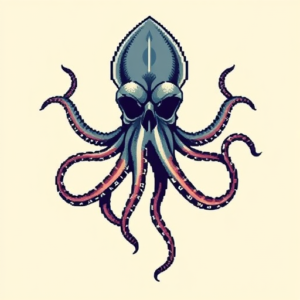 Pixel Art Squid Tattoo