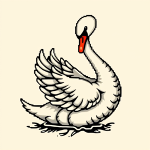 Pixel Art Swan Tattoo