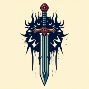 Pixel Art Sword Tattoo