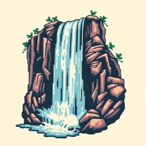 Pixel Art Waterfall Tattoo