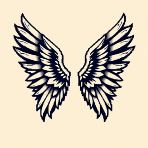 Pixel Art Wings Tattoo