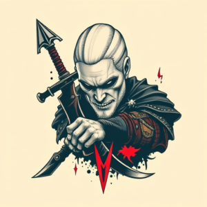 Pixel Art Witcher Tattoo