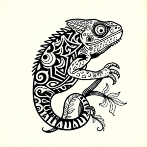 Polynesian Chameleon Tattoo