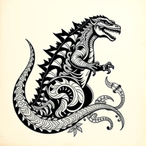 Polynesian Godzilla Tattoo
