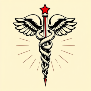 Pop Art Caduceus Tattoo