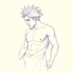 Purple Outline Achilles Tattoo