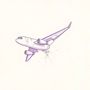 Purple Outline Airplane Tattoo