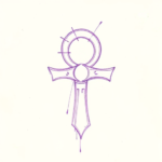 Purple Outline Ankh Tattoo