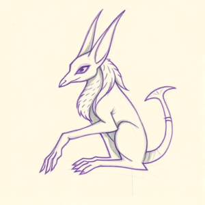 Purple Outline Anubis Tattoo