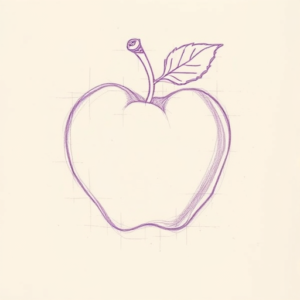 Purple Outline Apple Tattoo