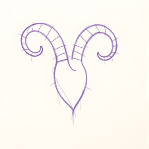 Purple Outline Aries Tattoo
