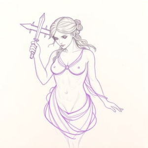 Purple Outline Artemis Tattoo