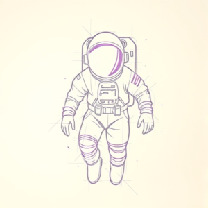 Purple Outline Astronaut Tattoo