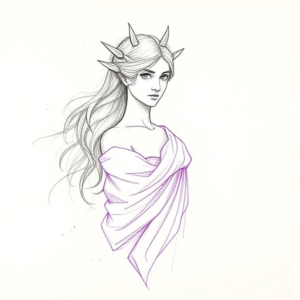 Purple Outline Athena Tattoo