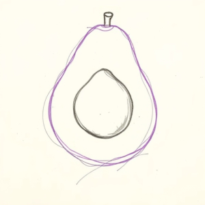 Purple Outline Avocado Tattoo