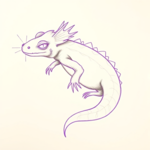 Purple Outline Axolotl Tattoo