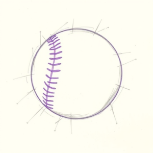 Purple Outline Baseball Tattoo